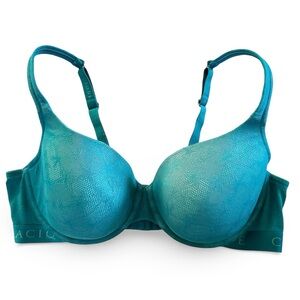 Lane Bryant Cacique Teal Blue Lace Lightly Padded Push-up Bra Size 42DD
